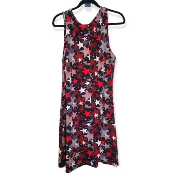8 of Hearts Star Print Patriotic American Dress Size 3X - Picture 2 of 5